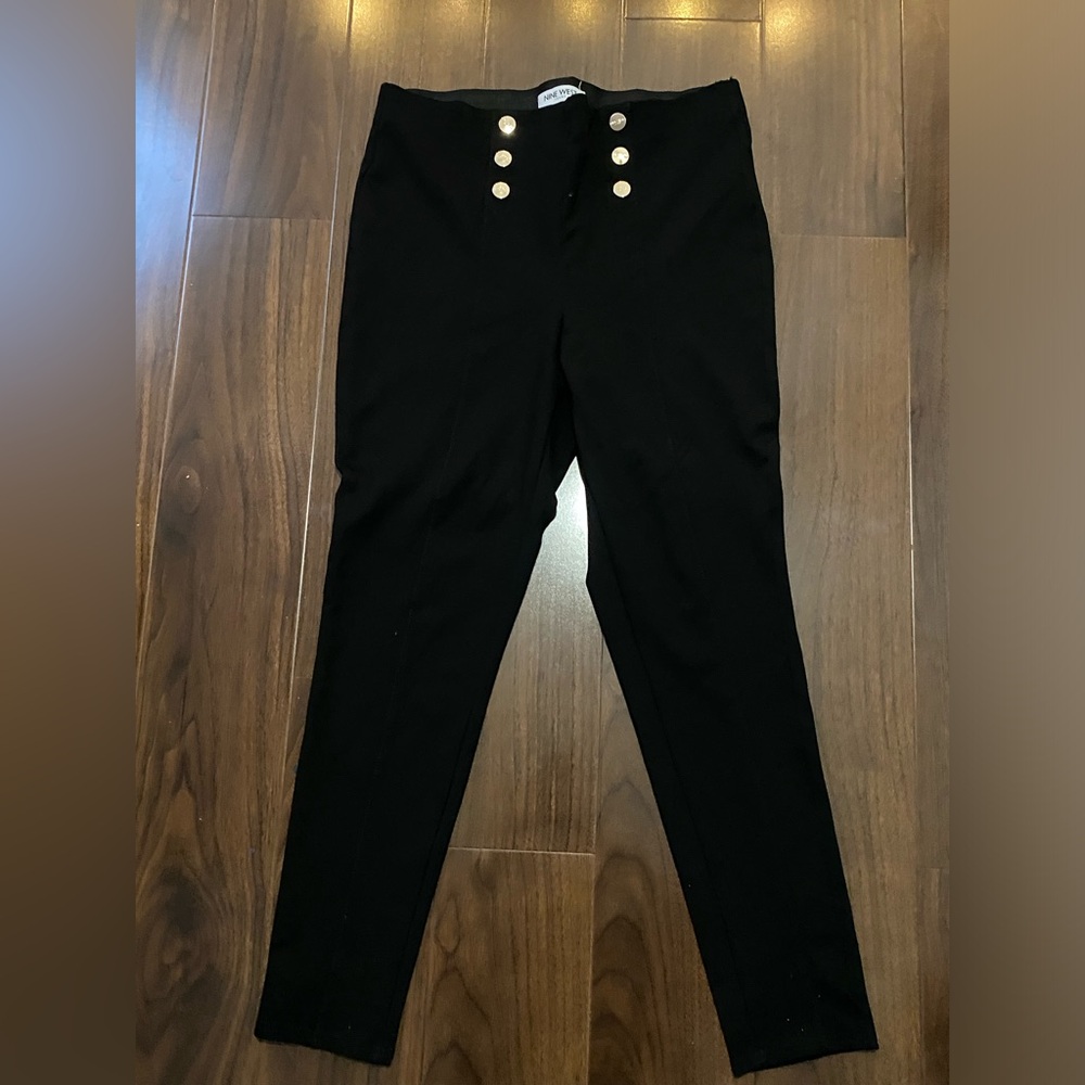 Nine West high waisted skinny with gold buttons